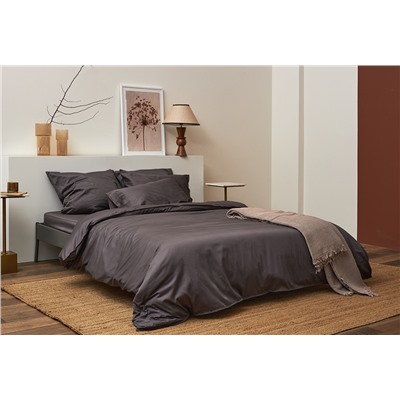 Набор наволочек из премиального сатина темно-серого цвета из коллекции Essential, 50х70 см