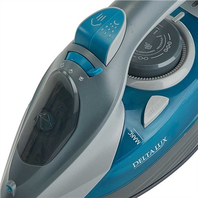 Утюг электрический 2800 Вт DELTA LUX DE-3002 серый с бирюзовым