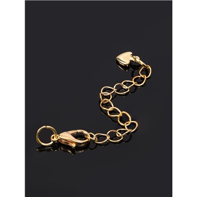 Замок карабин родированный 1.2×0.5 см «Сердечко», с удлинителем 5.5 см, цвет золото