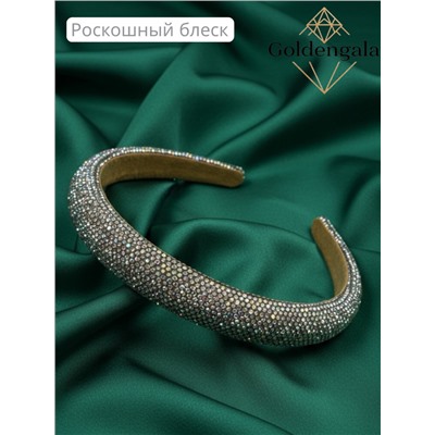 Ободок для волос со стразами объемный Арт ОБ6/003