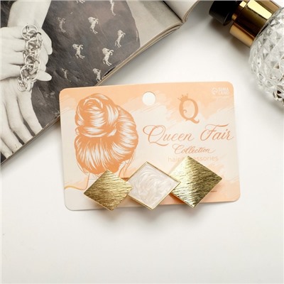 Заколка - автомат для волос «Либерти», ромбы, 8 см, бело-золотая