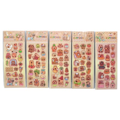 Наклейки бумажные "Капибара", 18.5*7 см, mix