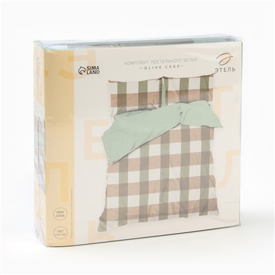 Постельное бельё Этель дуэт Olive cage 150х215см-2 шт, 225х240см, 50х70±3 см-2 шт, новосатин