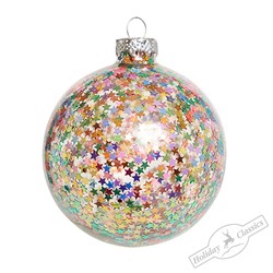 Шар "Ледяная фантазия" с разноцветными звездочками (стекло) 8 см