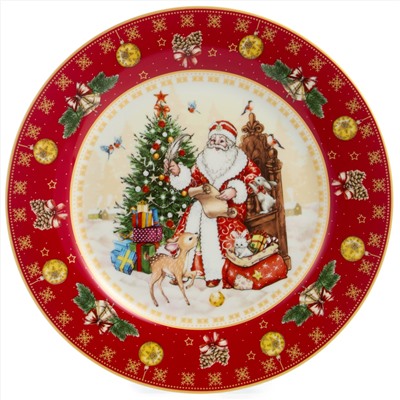 ТАРЕЛКА ЗАКУСОЧНАЯ LEFARD "ДЕД МОРОЗ" 20,5 СМ КРАСНАЯ (КОР=18ШТ.)