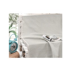 Покрывало Накидка на Диван 180x230 см. 100% Хлопок Koltuk Örtüsü Püsküllü Çizgili Turkuaz