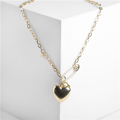 Кулон «Цепь» сердечко на булавке, цвет золото, 50 см