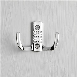 Крючок мебельный ТУНДРА TKD011, двухрожковый, хром