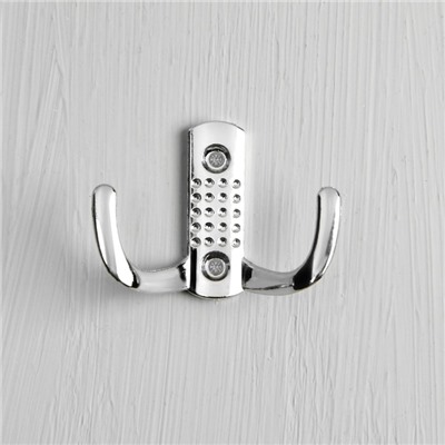 Крючок мебельный ТУНДРА TKD011, двухрожковый, хром
