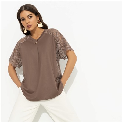 Футболка комбинированная с кружевом, Гармония без усилий
