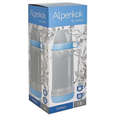 Термос со стеклянной колбой 1,8 л ALPENKOK AK-10107S серый