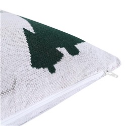 Подушка вязаная с новогодним рисунком Let's Ski из коллекции New Year Essential, 45x45 см