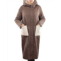 2639 DK. BEIGE Пальто двухстороннее женское еврозима (100 гр. холлофайбер, искусственный мех)