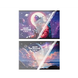 Альбом для рисования 40л., А4, на скрепке BG "Космические истории", пластиковая обложка