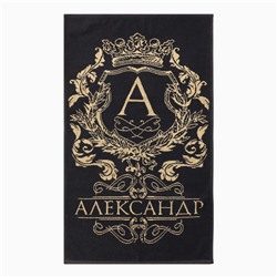 Полотенце махровое Этель «Александр», 50×90 см, 100% хлопок, 420 г/м², чёрное