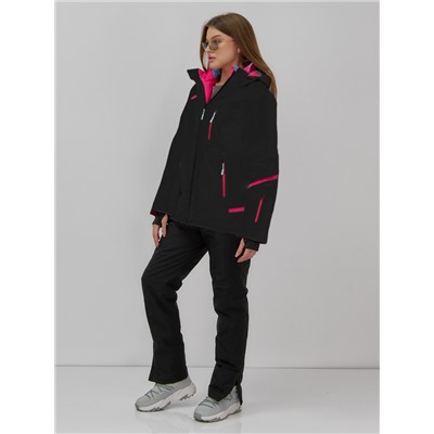 Горнолыжная куртка женская зимняя черного цвета 7091Ch