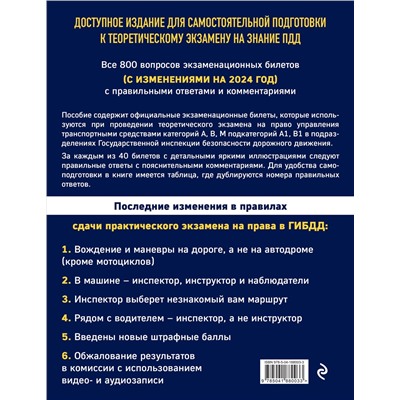 Уценка. Экзаменационные билеты для сдачи экзаменов на права категорий А, В, М подкатегорий А1 В1 с комментариями на 2024 год