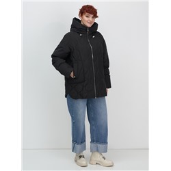 Куртка женская демисезонная с капюшоном черного цвета 1140Ch