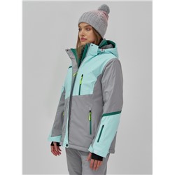 Горнолыжная куртка женская зимняя голубого цвета 7092Gl
