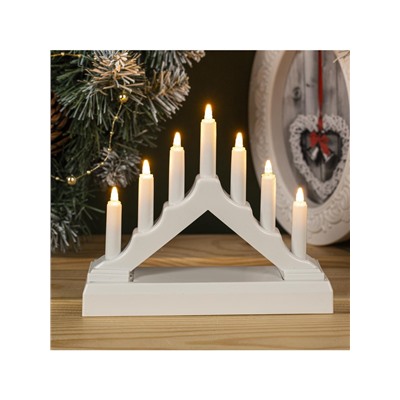 Светодиодная фигура «Белая рождественская горка», пластик, батарейки ААх2 (не в комплекте), свечение тёплое белое