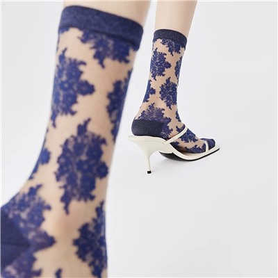 Three dimensional thin breathable glass knee socks, tights, mid-length