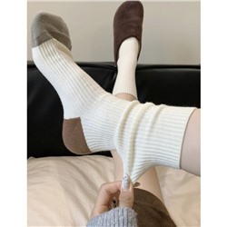 Winter demi-season woolen warm knee socks, mid-length