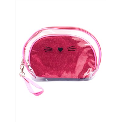 Sunflower Набор женских косметичек 526, 2 шт., розовый, прозрачный