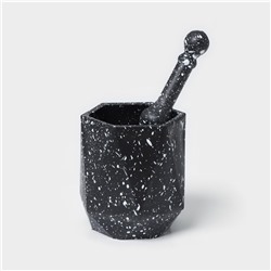 Ступка с пестиком «Грани», 10×18 см, чёрная