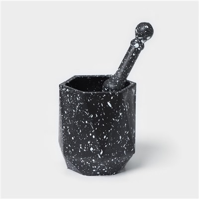 Ступка с пестиком «Грани», 10×18 см, чёрная