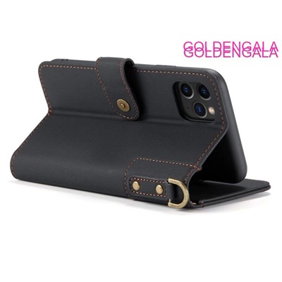 Кожаный чехол-бумажник с ремешком для iPhone