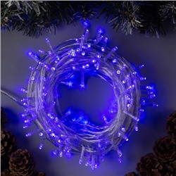 Гирлянда «Нить» 20 м, IP20, прозрачная нить, 200 LED, 8 режимов, 220 В, свечение синее