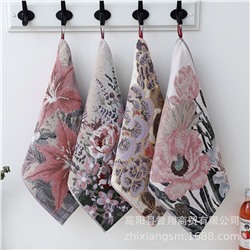 Gaoyang towel Korean lily jacquard four-layer cotton gauze large square towel wipe hands towel kitchen towel factory price wholesale