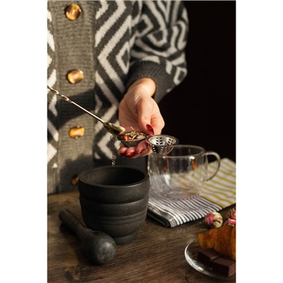 Ситечко для чая Доляна «Бергамот», d=4.5 см, на цепочке, нержавеющая сталь, серебристое