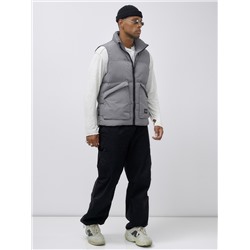 Жилет мужской утепленный спортивный серого цвета 15322Sr
