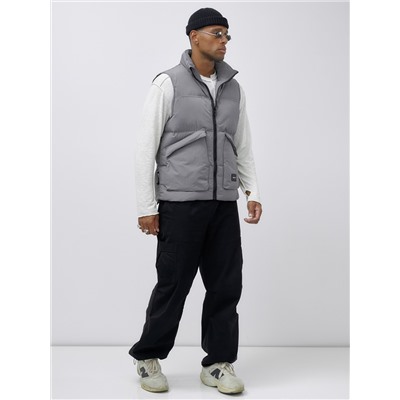 Жилет мужской утепленный спортивный серого цвета 15322Sr