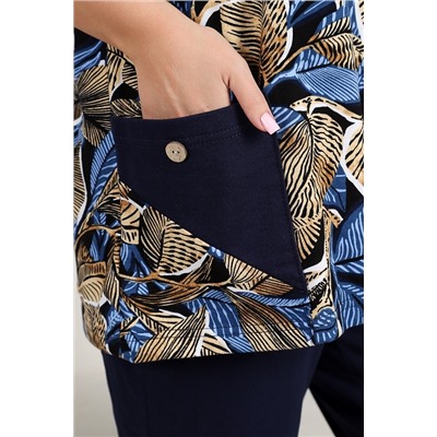 Женский костюм Листья 634 / синий