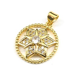 Подвеска Снежинка 19*21мм с фианитами, золотистый