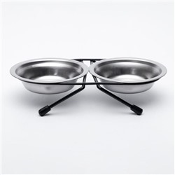 Набор из 2 мисок на подставке, 2×100 мл, чёрная подставка