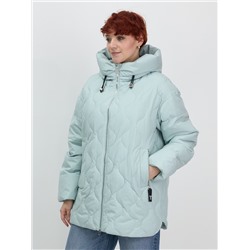 Куртка женская демисезонная с капюшоном бирюзового цвета 1140Br