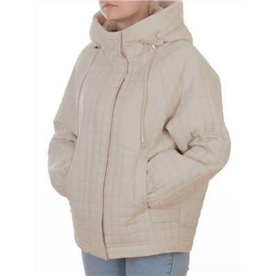 8039 LT. BEIGE Куртка стеганная демисезонная женская (100 гр. холлофайбер)