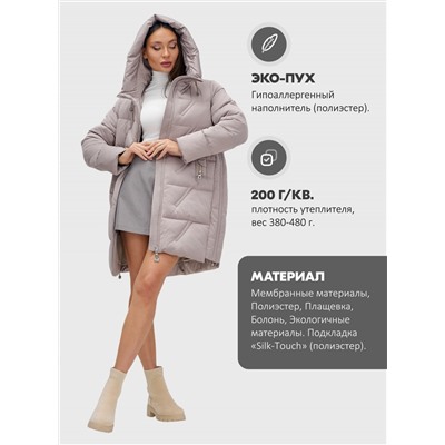 Куртка зимняя женская классическая с капюшоном светло-коричневого цвета 7671SK
