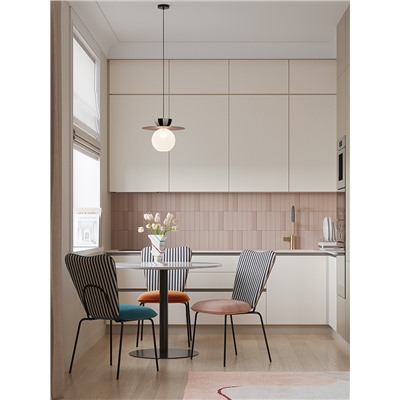 Стол обеденный Trond, Ø100 см, белый мрамор/черный