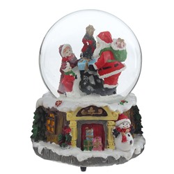 Фигурка декор в стекля шаре с музыкой и эффектом вьюги "Новый год", D 10 см, L12 W12 H14 см