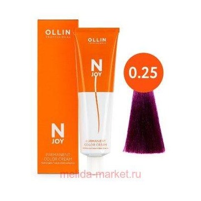 OLLIN "N-JOY" 0/25 - фиолетово-махагоновый (розовый), перманентная крем-краска для волос 100мл