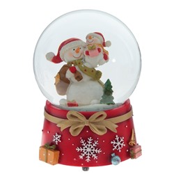 GAEM Фигурка декор в стекл шаре "Снеговики" (муз с ключ), D10 см, L10 W10 H12,5 см, 2в.