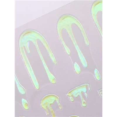 Наклейки для ногтей «Мороженое», голографические, белые