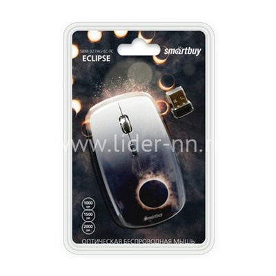 Мышь беспроводная Smartbuy 327AG принт Eclipse (черная)