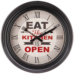 ЧАСЫ НАСТЕННЫЕ КВАРЦЕВЫЕ "CHEF KITCHEN"  ДИАМЕТР=31 СМ. ДИАМЕТР ЦИФЕРБЛАТА=22,5 СМ. ЦВЕТ:ЧЕРНЫЙ (КОР