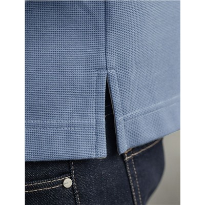 Лонгслив из мягкого фактурного трикотажа с плетеным воротником поло на молнии