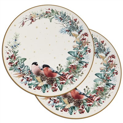 НАБОР ПОДСТАНОВОЧНЫХ САЛФЕТОК "СНЕГИРИ" ИЗ 2 ШТ., ДИАМЕТР=38 СМ